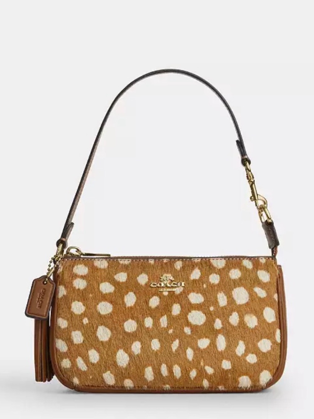 Coach Nolita 19 Deer Print Brown Cream Spotted Haircalf Shoulder Bag - Picture 5 of 5